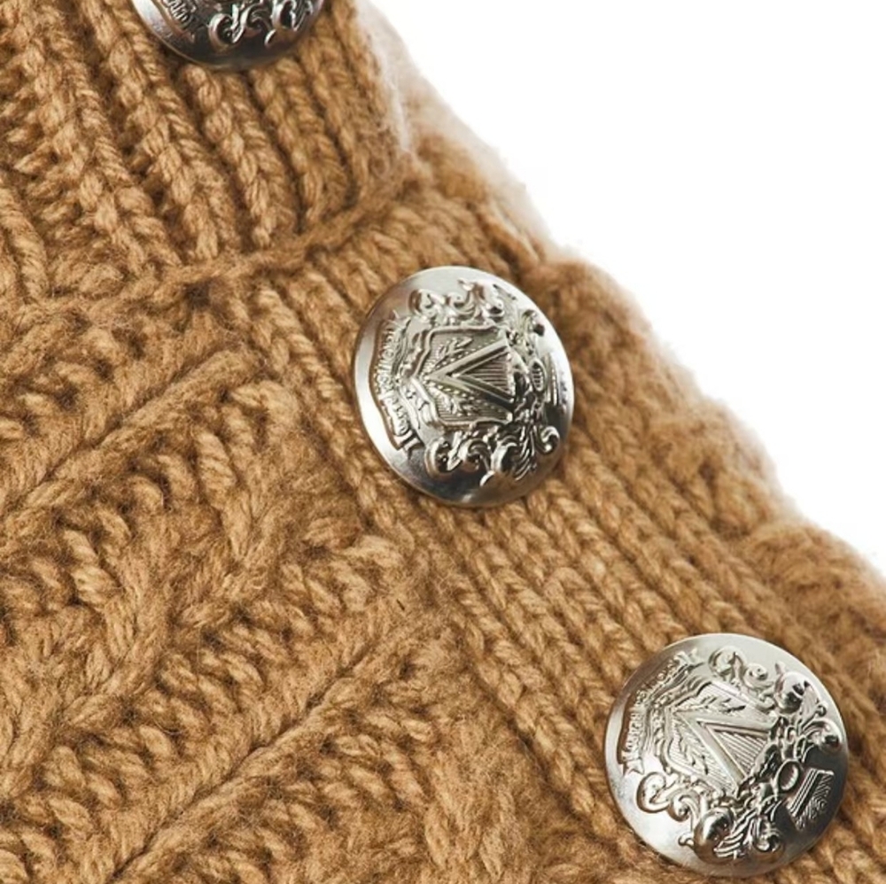 Veronica Beard Holton Button-Embellished Cable-Knit Wool Vest View 5